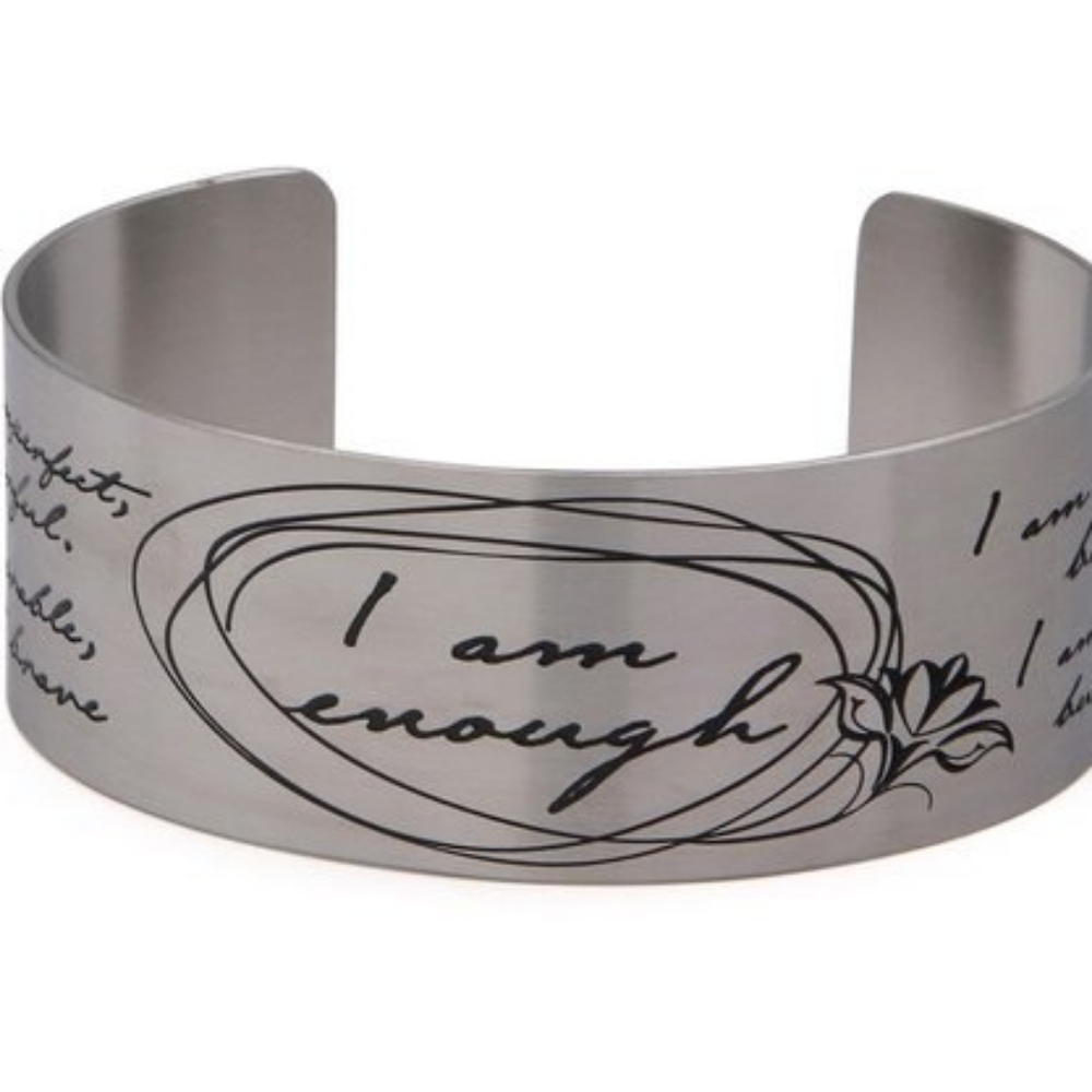 Wide Cuff Bracelet Inspirational Message Bracelet